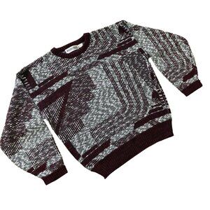 Jonathan Bryan Pullover Knit Sweater Red/Grey Textured Acrylic Vintage 90s